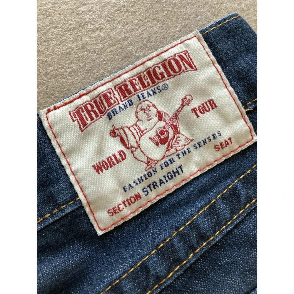 True Religion Men's Straight Jeans - Dark Blue Denim